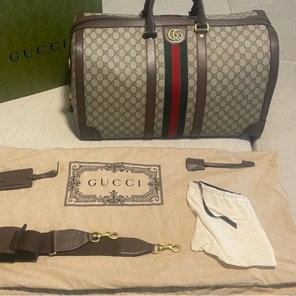 Gucci Brown and Green Men's Travel Bag - Picture 6 of 8